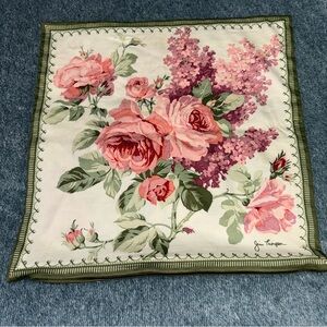 Vintage Signed Jim Thompson Floral Print Cotton Handkerchief Pillowcase